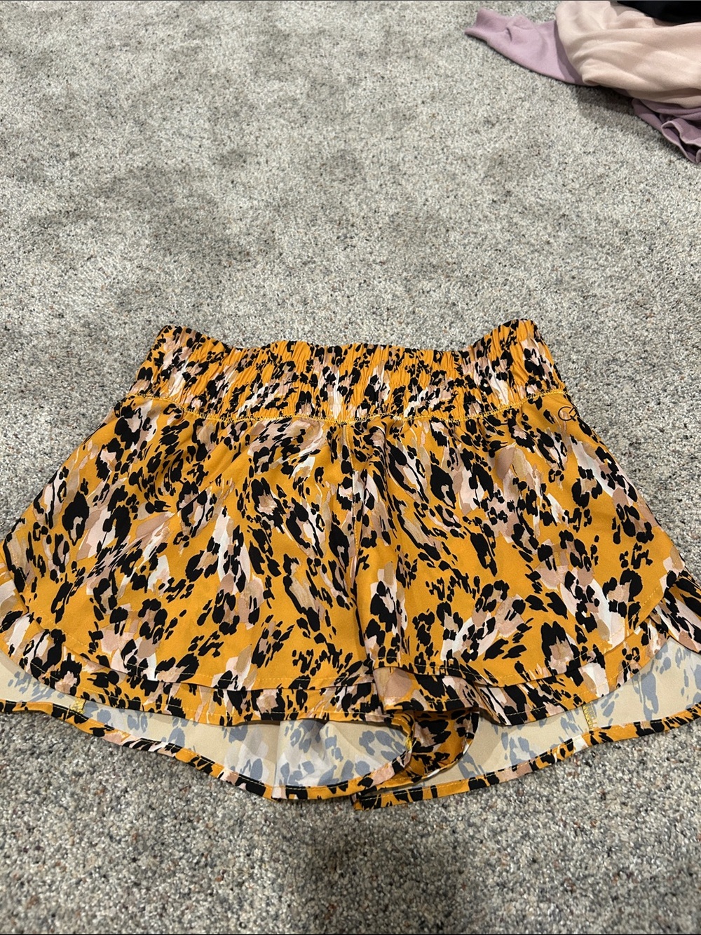 CALIA by Carrie Underwood Mustard Yellow Animal Print Athletic Shorts